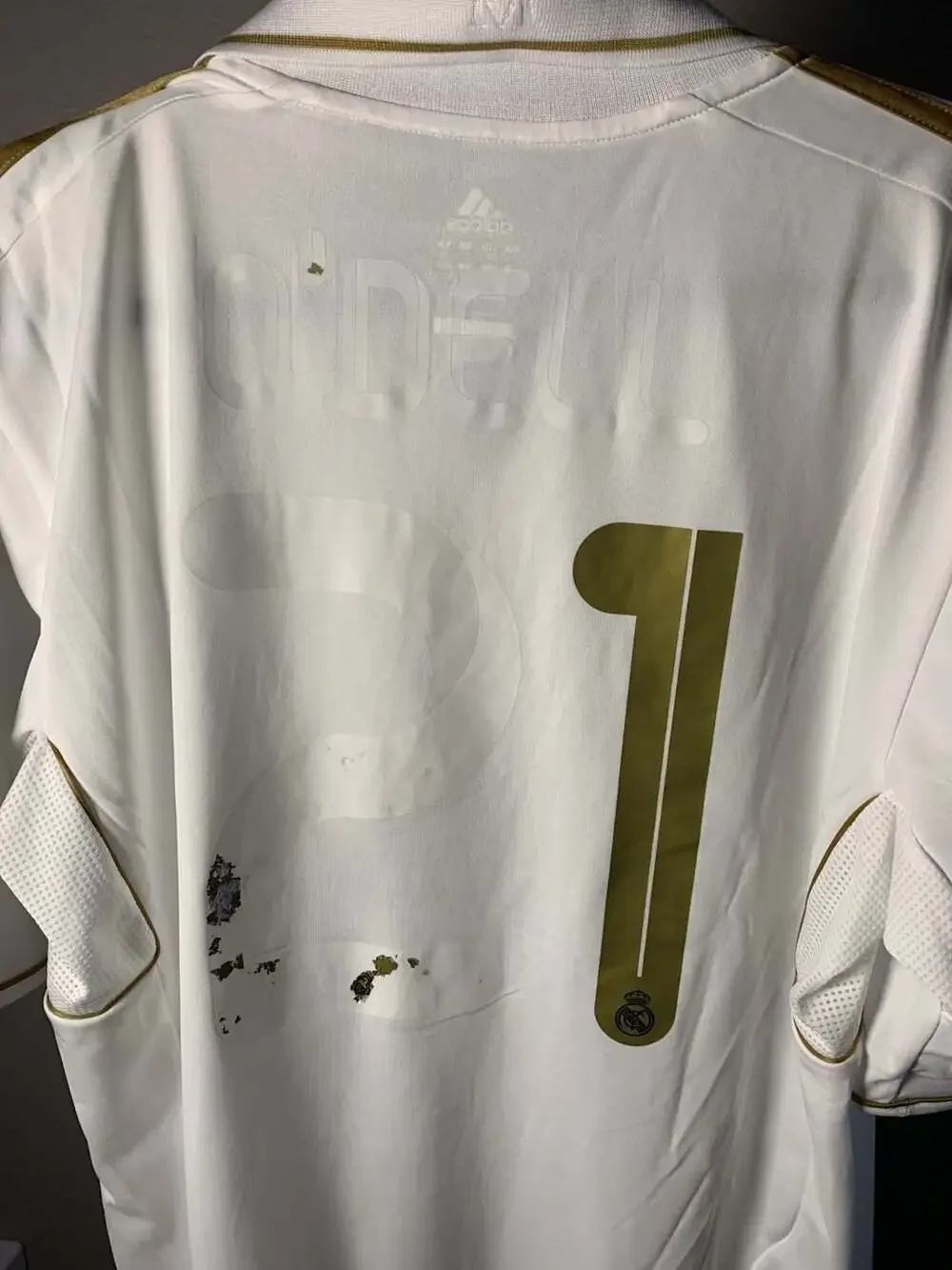 Adidas 2011-2012 Real Madrid Home Soccer Jersey Shirt White Gold XL